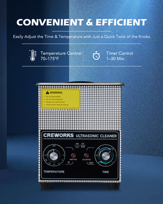 60W Knob Ultrasonic Cleaner with Digital Timer and 100W Heater for Ultrasonic Cleaning 2L