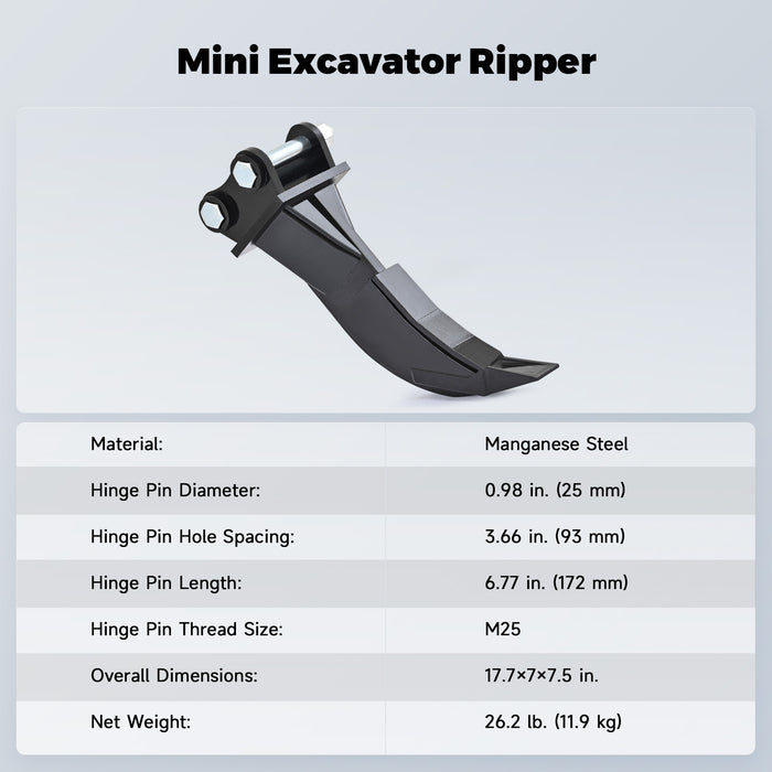 Mini Chain Ripper AHM Ripper Attachment Hook Ripper Tooth for 1 Ton Mini Excavators Smal ...