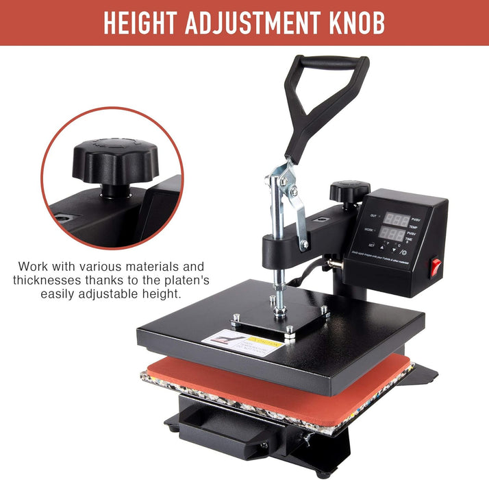 Heat Press Machine Professional 360 Swing-Away T-Shirt Press for Shirt, Phone Case, Mouse Pad, Tote Bag, Pillow Case, Coasters, Puzzles, Tiles for Home and More (12x10 Inch)
