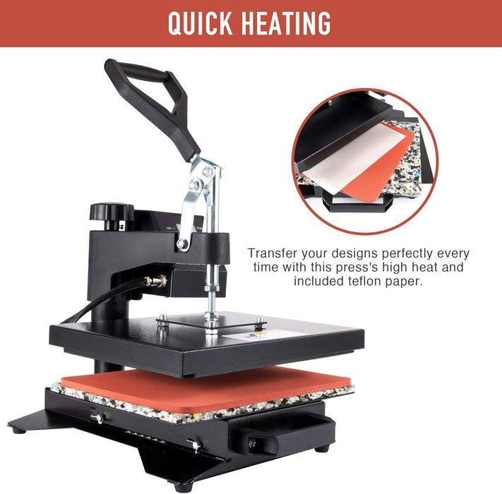 Heat Press Machine Professional 360 Swing-Away T-Shirt Press for Shirt, Phone Case, Mouse Pad, Tote Bag, Pillow Case, Coasters, Puzzles, Tiles for Home and More (12x10 Inch)