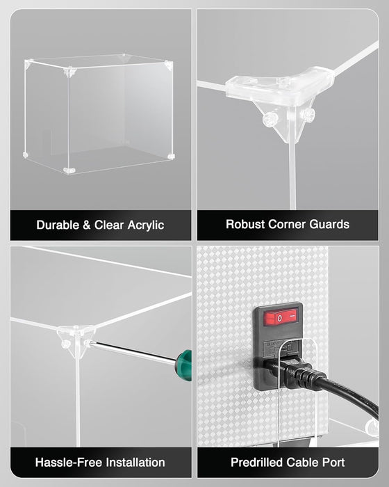 Creworks Cover for Reducing Noise, Transparent Acrylic Soundproof Shield for Jewelry Ultrasonic Cleaners, Noise Reduction Sound Box for 1L 2L 3L Digital Ultrasonic Cleaners