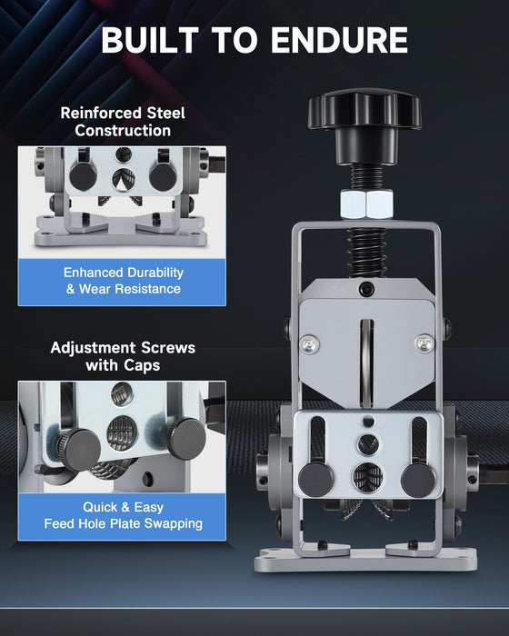 Manual Wire Stripper Machine, 0.06"-1" Wire Stripping Machine, Drill Compatible Copper Wire Stripper for Scrap Wire with 2 Feed Hole Plates, Wire Stripper Tool for Cable Recycling, Gray