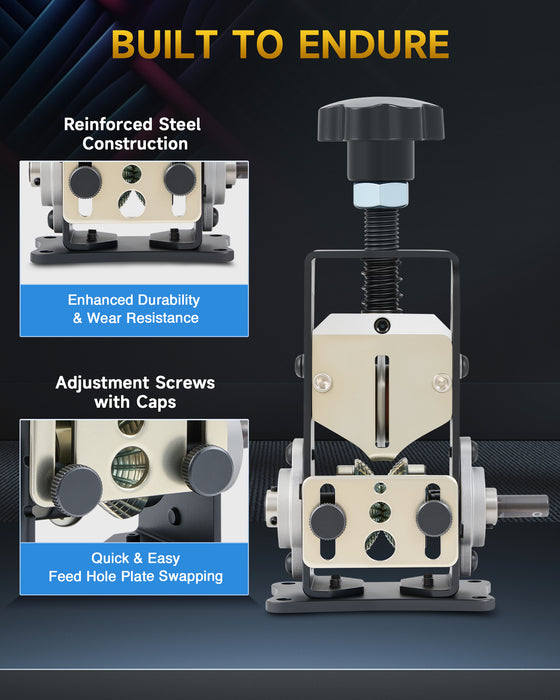 Manual Wire Stripper Machine, 0.06-1 inch Wire Stripper for Drill, Copper Wire Stripping Machine for Scrap Wire with 2 Feed Hole Plates, Cable Stripper Tool for Leftover Cable Recycling