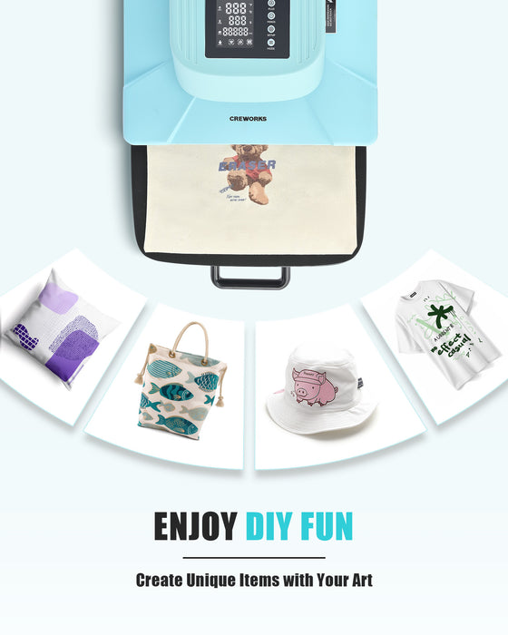 CREWORKS Auto Heat Press Machine for T Shirts, Smart 15x15 Inch T Shirt Press Machine with Auto Press Release, Professional Digital Automatic Heat Press Sublimation Fast Even Tshirt Printing Machine