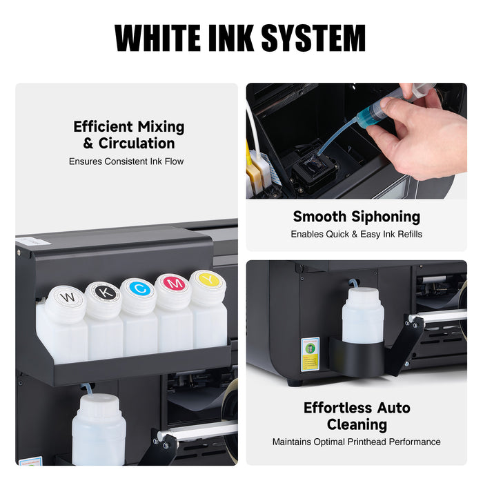 Upgraded DTF Printer A3, XP600 – Faster Printing, White Ink Circulation, Auto Cleaning, Direct to Film T-Shirt Printer with Oven, Film Roll & Inks