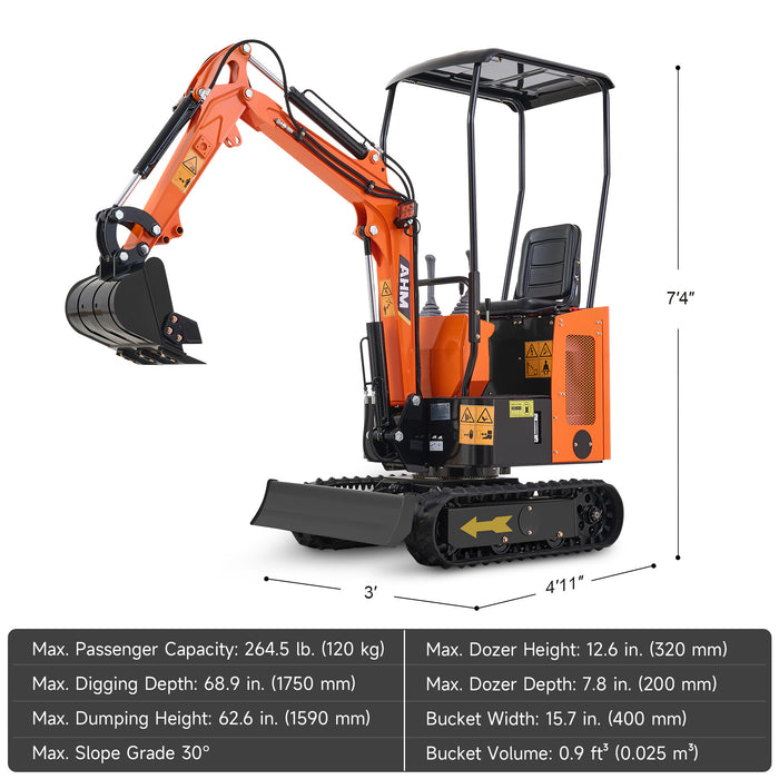 AHM AX-15 | 13.8 HP Kubota Engine Mini Excavator