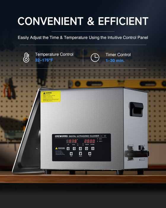 240W Ultrasonic Cleaner with Digital Timer and 300W Heating Power 40kHz, 10L