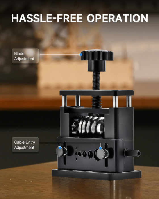Manual Wire Stripping Machine, Drill Powered Wire Stripper Machine with 6 Channels & 5 Blades, Portable Cable Stripper Tool with Hand Crank for 0.1" to 0.67" Scrap Copper Cables Recycling