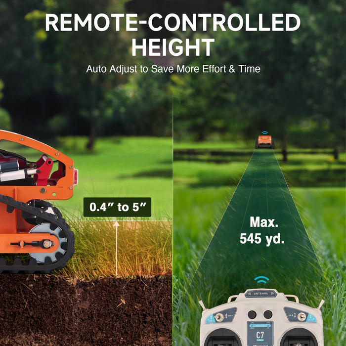 CREWORKS 21" Remote Control Lawn Mower Zero Turn Hybrid Grass Cutter 0.25 Acre