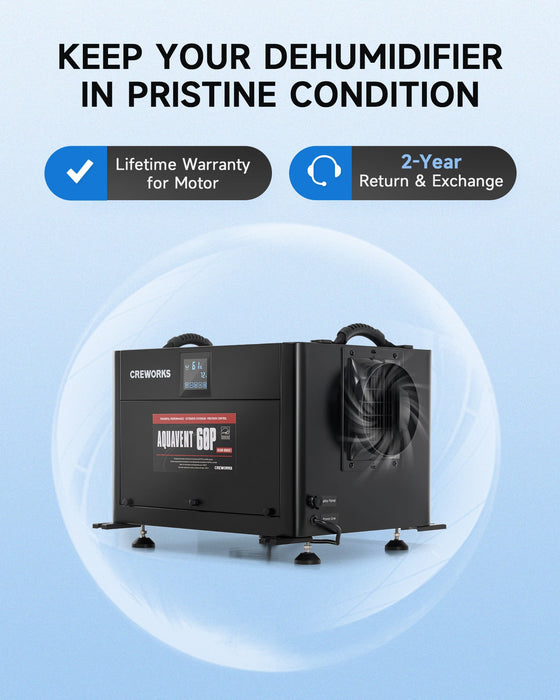 CREWORKS 130PPD Commercial Dehumidifier w Water Pump for Basement Laundry Room