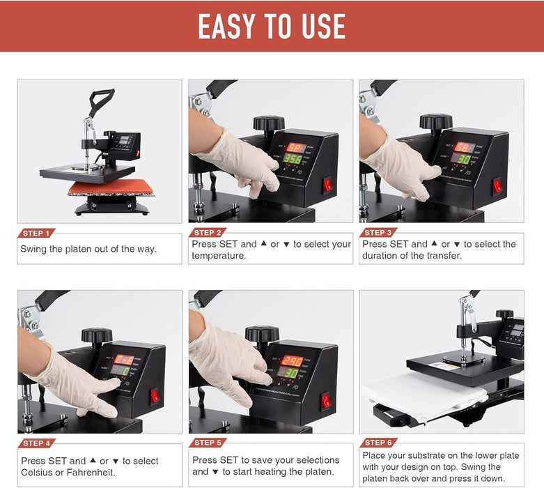 Heat Press Machine Professional 360 Swing-Away T-Shirt Press for Shirt, Phone Case, Mouse Pad, Tote Bag, Pillow Case, Coasters, Puzzles, Tiles for Home and More (12x10 Inch)