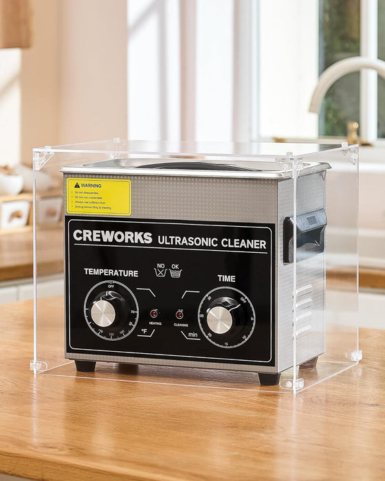 Creworks Cover for Reducing Noise, Transparent Acrylic Soundproof Shield for Jewelry Ultrasonic Cleaners, Noise Reduction Sound Box for 1L 2L 3L Digital Ultrasonic Cleaners