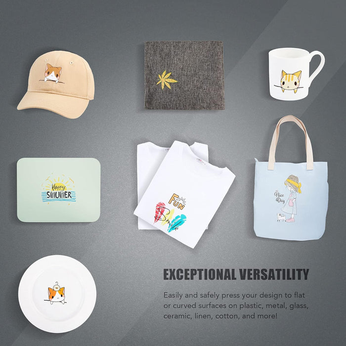 12x15 Inch Heat Press Machine, T Shirt Transfer with 8-in-1 Plate Cap Mug Set, Press Professional Swing-Away Heat Press Machine 1250W for Shirts Cups Plates Hats