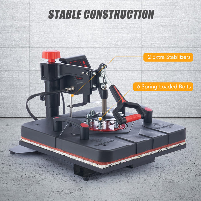 Versatile Heat Press Machine - 15x15, 1000W, LED, 360° Rotation