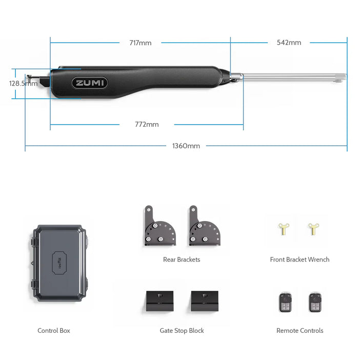 Zumi W2 Pro 1100 lb. Heavy Dual Swing Gate Opener