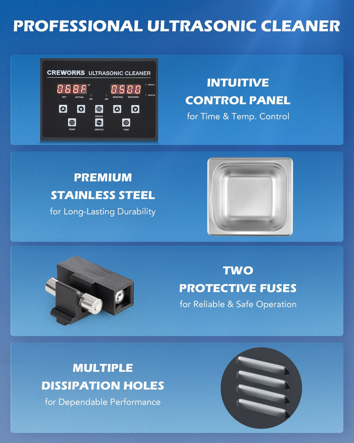 Ultrasonic Cleaning Professional Ultrasonic Machine with Heater, Time