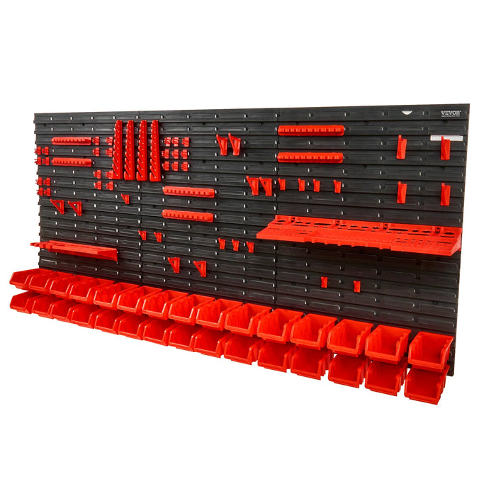 30Bin Wall Mounted Storage Bins Parts Rack Organizer Garage with Wall Panels Hooks Plastic Shop Tool for Screw Nails