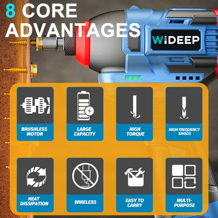 200N.m 16.8V Brushless Electric Drill Screwdriver Impact Driver Cordless Drill Household Multifunction Hit Power Tools