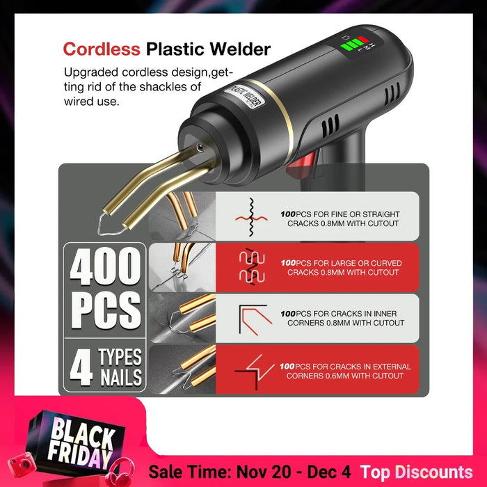 200W Hot Stapler Rechargeable Plastic Welding Machine Bumper Repair Kit Soldering Iron For Plastic Repair Car Bumper Repair