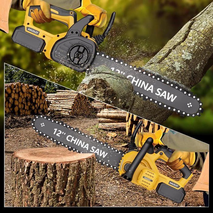 12" Cordless Chainsaw Handheld Garden Electric Chain Saw for Tree Branch Wood Cutting for DeWalt 20v Battery