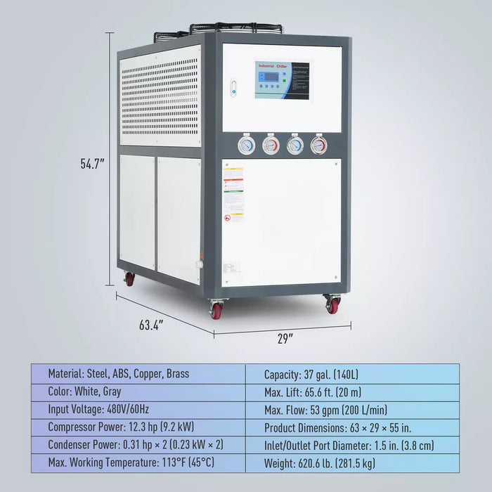 CREWORKS 37 Gal 8 Ton Air-cooled Water Chiller for Laser Cutters CNC Machines