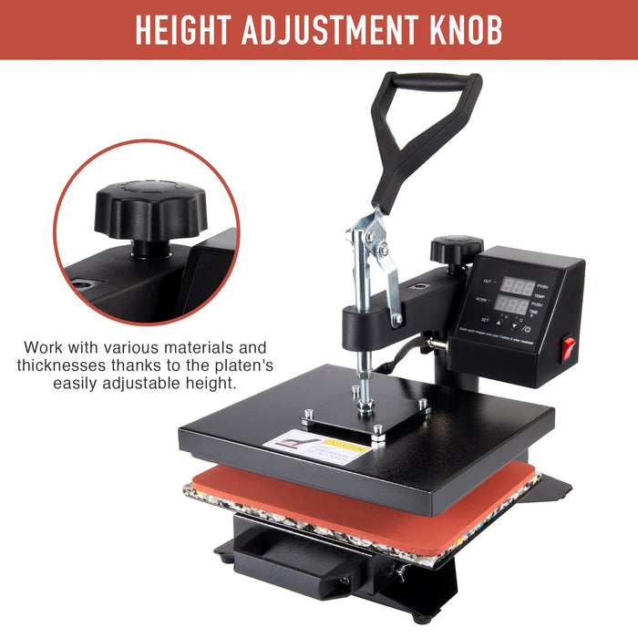 600W Heat Press Machine with LED and 360° Rotation