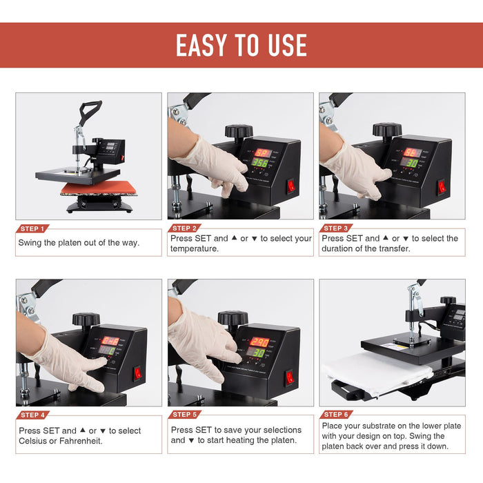 600W Heat Press Machine with LED and 360° Rotation