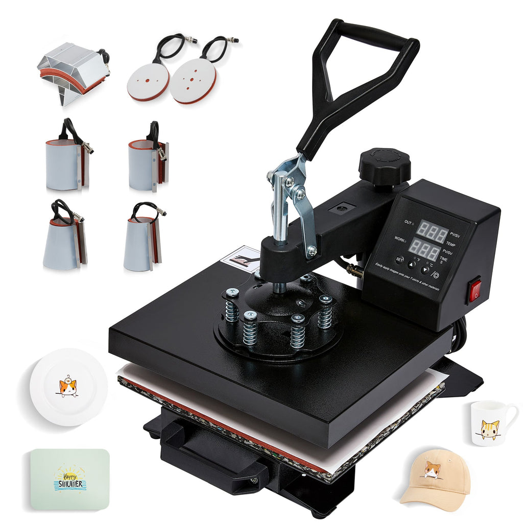 Flawless 8 In 1 Heat Press Machine For T-Shirts, Mugs, Hat