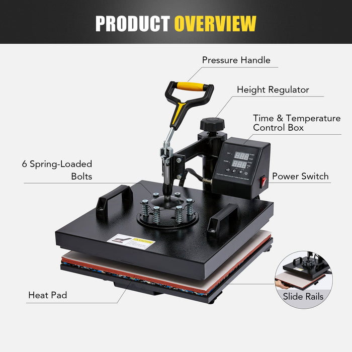 15''x15'' 8-in-1 Heat Press Machine, Pro Heat Press for Home & Business