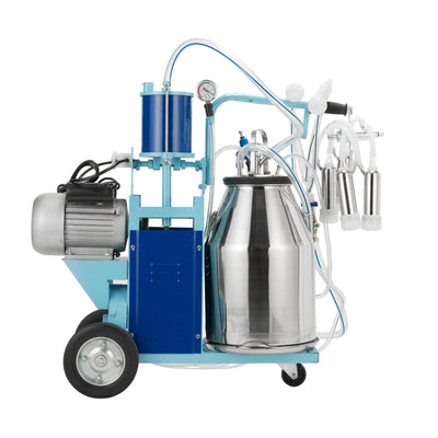 Electric Milking Machine Stainless Steel Milker Machine for Cows and Goats w/ 25L Milking Bucket & Milking 10-12 Cows per Hour
