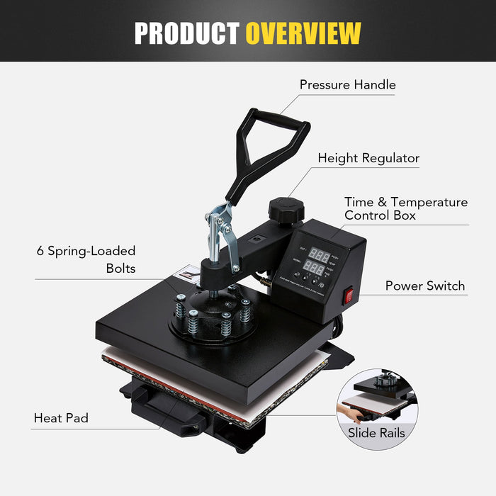 Topdeep 8 in 1 Heat Press Machine, Swing Away T Shirt Pressing Machine Multifunction, Heat Press 12x10 inch Transfer Machine Sublimation Combo for