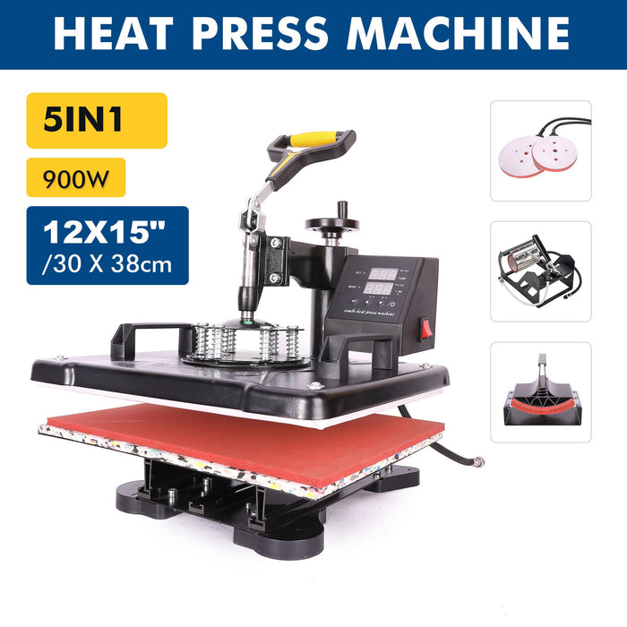 5in1 Heat Press Machine 480F 900W 12x10 Inch Heat Press for T