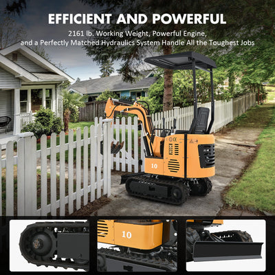 Battery-Powered Mini Excavator: Farm Ops, Trenching, Cleaning, Drilling-12.5HP,1 Ton