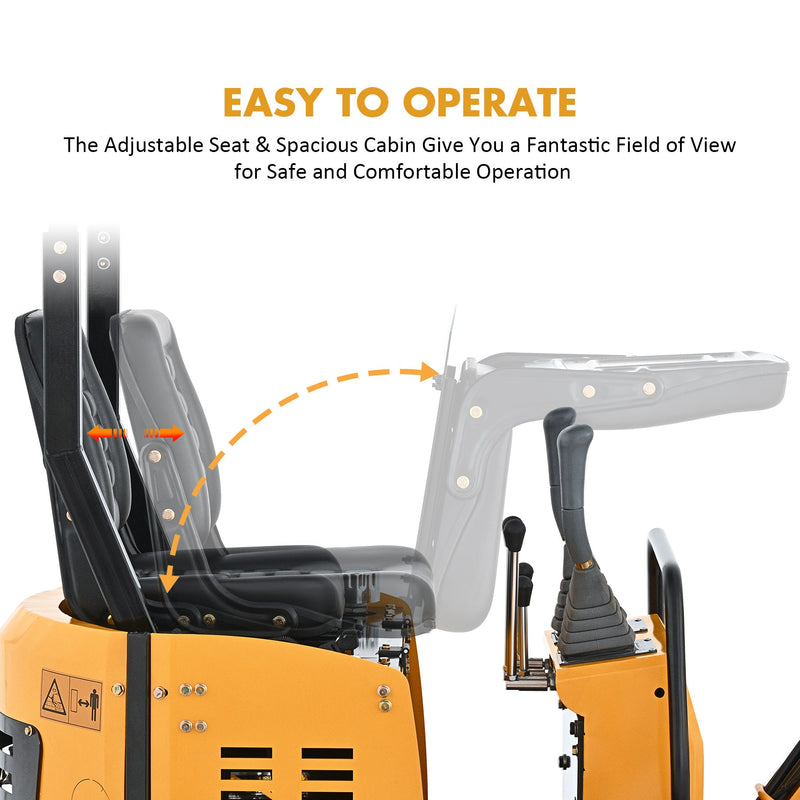Battery-Powered Mini Excavator: Farm Ops, Trenching, Cleaning, Drilling-12.5HP,1 Ton