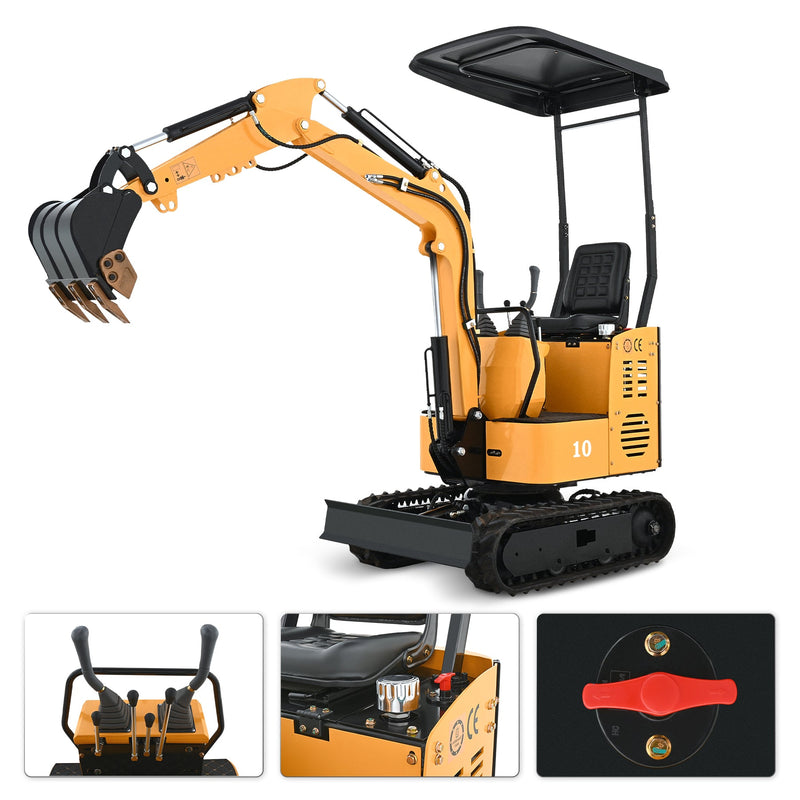 Battery-Powered Mini Excavator: Farm Ops, Trenching, Cleaning, Drilling-12.5HP,1 Ton