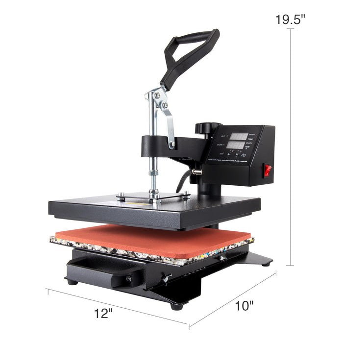 12-inch x 10-inch Heat Press Machine with LED and 360° Rotation