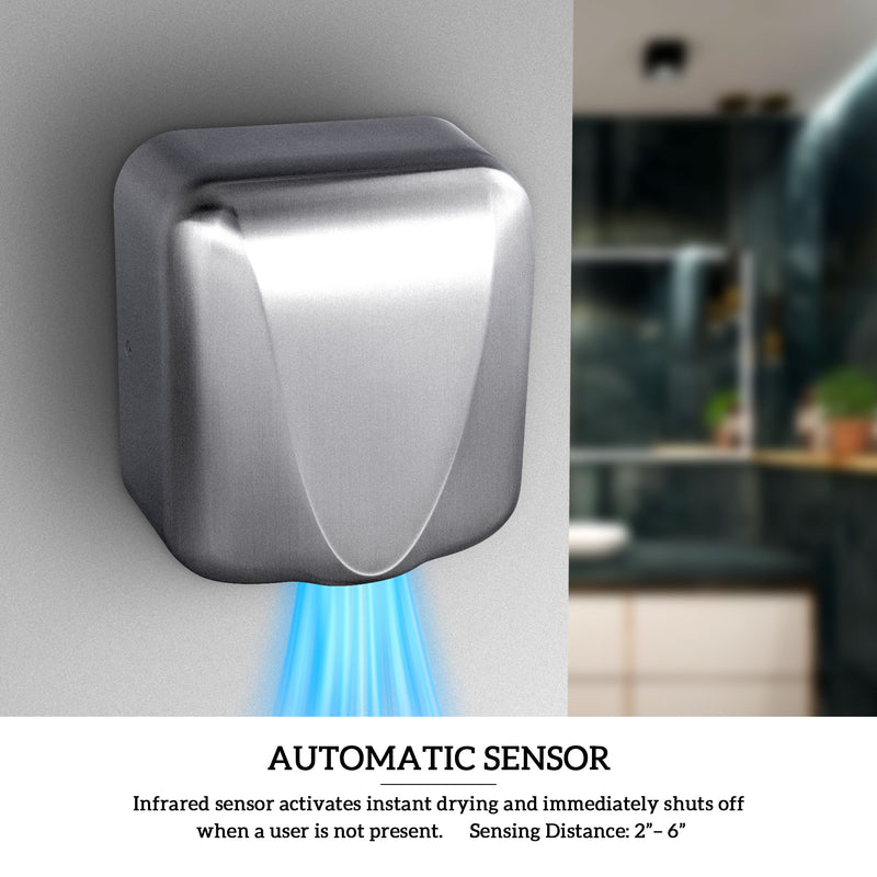 High Speed Matte Finished Stainless Steel Hand Dryer Durable
